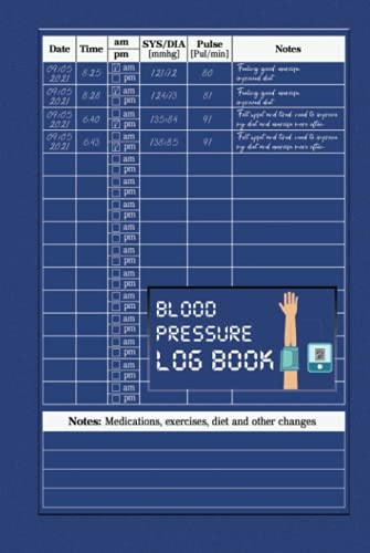 Blood Pressure Log Book: Blood Pressure Journal Book, Track, Record & Monitor Blood Pressure at Home, Daily AM/PM Home Monitor Book, Clear and Simple Daily Blood Pressure Readings