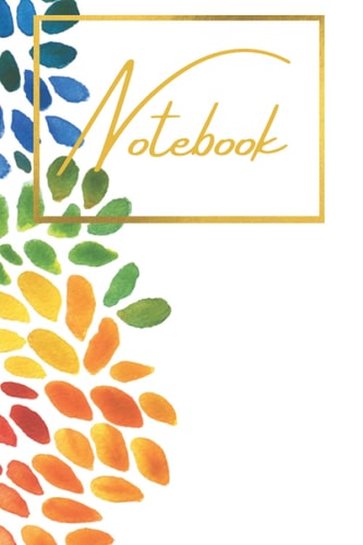 Notebook Flowers Watercolors 6x9in Journal Art 120 lined pages Multicolored Gold Box