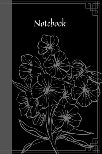 Notebook: 6x9 Black Floral Lined Notebook:120 pages