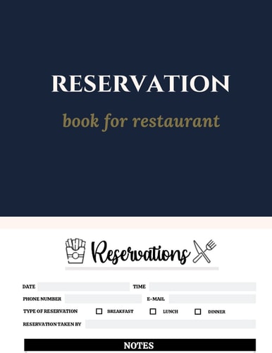 Rservation book for resturant: restaurant log book,the hostess diary,Restaurant table Reservations 120 Pages, 8.5” x 11" Black.