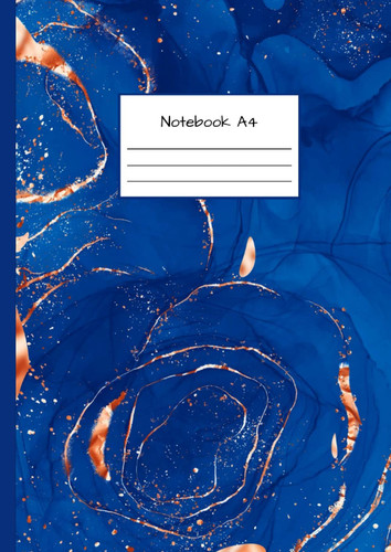A4 Notebook: Squared Paper - Cute Design - for Maths/Science school work, University, Notes - Large Format - Blue Background
