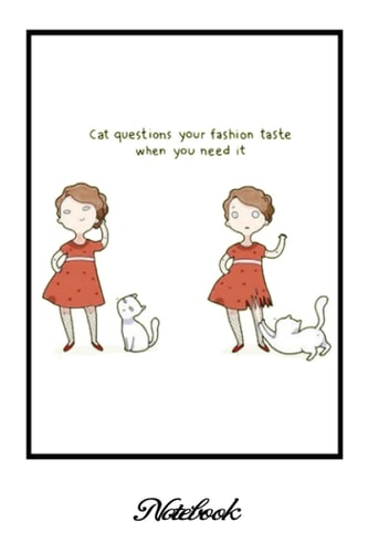 Notebook - Comic Book Journal 96: Cat Comic, Cat Motto Of The Day..._6in x 9in x 114 Pages White Paper Blank Journal with Black Cover Perfect Size