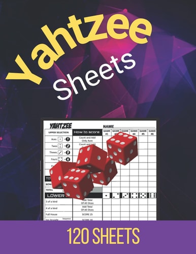 Yahtzee sheets: 120 Score Sheets for Scorekeeping Large Print 8.5"x11" yahtzee score cards Book-7