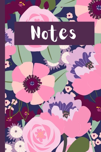 Floral Notebook: Purple Floral Blank Lined Notebook Journal