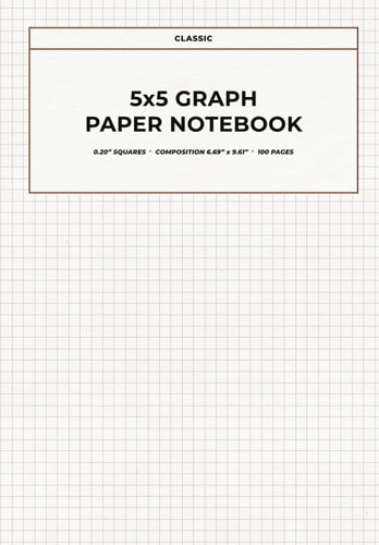 5x5 Graph Paper Notebook: Composition Quad Ruled Paper Journal (0.20inch squares) - Bianco
