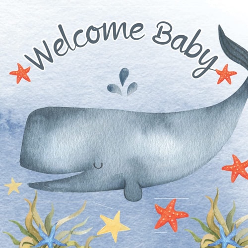 Welcome Baby: Guest Book Baby Shower Watercolor Whale. Advice and Messages From Your Loved Ones