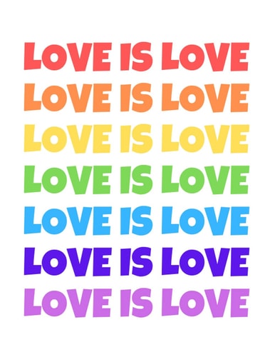 Love is Love: Blank Graph Paper, 110 Page 5x5 Grid Notebook, 8.5" x 11", Great Gift Idea, Rainbow Theme, White Cover