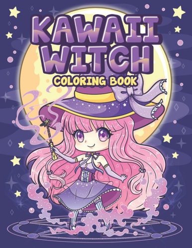 Kawaii Witch Coloring Book: Cute Wicca Witchcraft Coloring Book for Adult and Kids