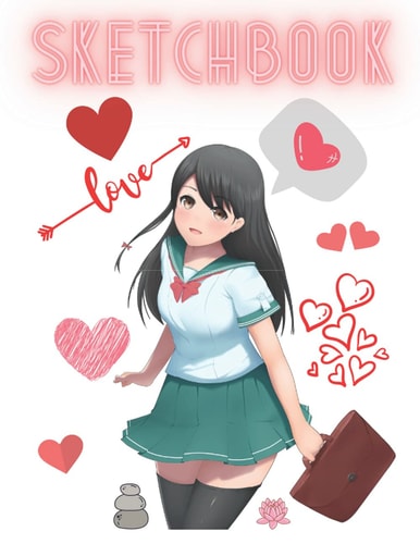 SKETCHBOOK: Anime Girls Sketchbook Blank Pages Large Size 8.5 x 11 inch 110 Pages Sketchbook for Arts, Skills, Drawing and Writing for All Ages
