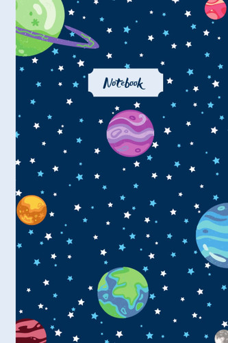 Notebook Science Space Journal Notebook , Blank Lined Journal ( White Paper, 120 Pages) - Planets and Stars Notebook