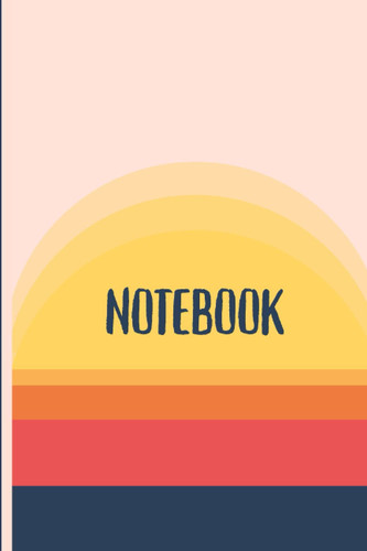 Notebook Artsy Colourful Sunrise (Navy Blue, Orange, Yellow, White and Red) Modern Sunrise Notebook Blank Lined Journal