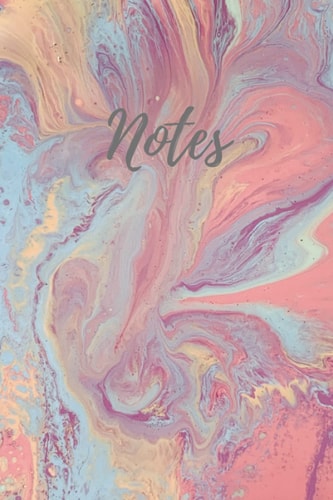 Notes Notebook: Cute Marble Painted Pink, Blue and Purple Notebook Blank Lined Journal