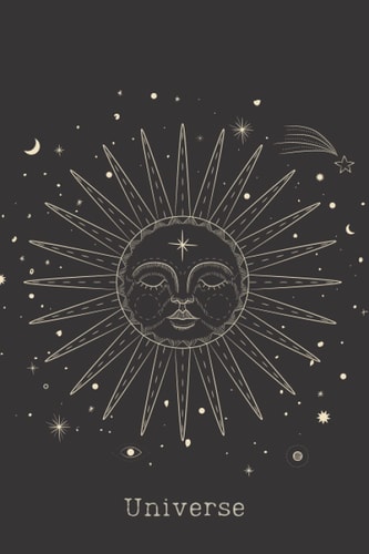 Universe Journal Notebook Diary Lined 120 Page 6x9” Gift Girls Women’s Witch Moon Sun Goddess By Terri Foss