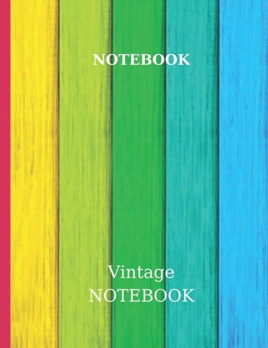 Notebook: Vintage-Rainbow Composition Notebook - Large 8.5 x 11 - College Ruled 100 Pages