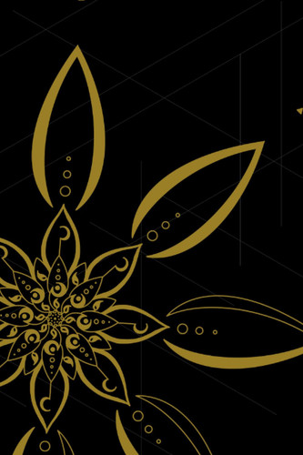 Notebook - Black with Gold Mandala - Personal, Office, School - 108 Pages College Ruled