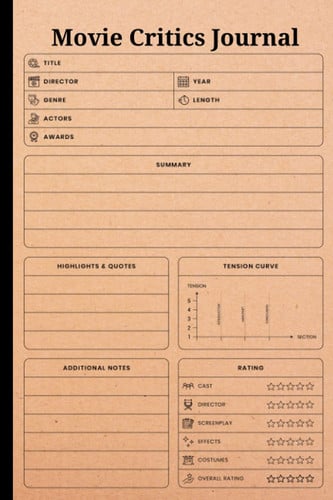 Movie Critics Journal: A Professional Film Rating Notebook for Movie Buffs, Film Review Log Book, Size 6"X9", 120 Pages ( Volume-10)