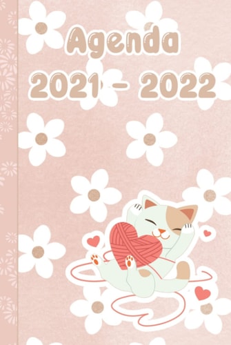 Agenda Scolaire Journalier 2021-2022 Collège Lycée Ado Étudiant: 1 page de devoirs par jour - Thème Fleur Chat Kawai - A5 petit format (French Edition)