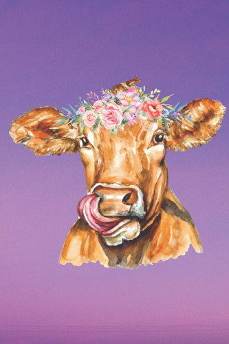 Floral Cow Themed Notebook- 6x9 Inches- 200 Pages (Cow Planners and Matching Lined Notebooks)