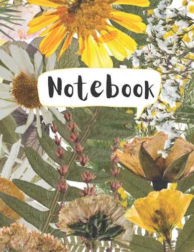 Yellow Floral Notebook (8.5x11): Nature theme: Diary, journal, notepad gift for woman/for her