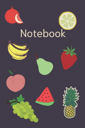 Fruity Pattern Notebook 6x9 Inch Hardcover Paperback 240 Pages: Colorful Fruit Design Line Journal