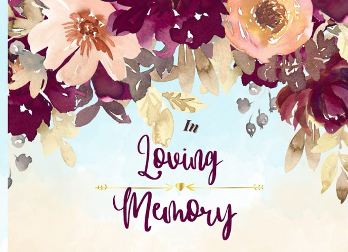 In Loving Memory for Women: Purple Watercolor Florals Funeral | Guest Book | Memorial & Celebration of Life Service | Sign In Guest Names with Message of Condolence