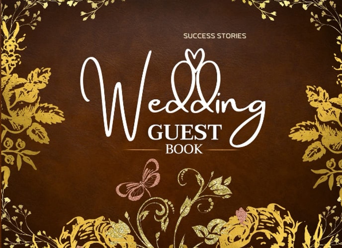 Wedding Guest Book: Wedding Party | Sign In Guest Names, Adress & Best Wishes with Golden Brown Design
