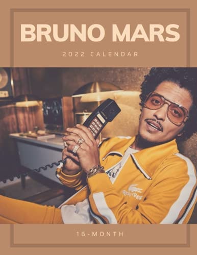 Bruno Mars 2022 Calendar: Yearly Monthly 16-month Mini Calendar 2022 with Large Grid for Note - To do list
