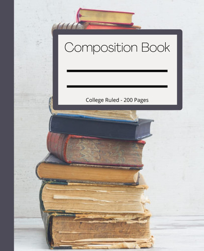 Book Stacks Composition Book: Shabby Chic Book Stacks Composition Notebook - Pretty Composition Book for bibliophiles, readers, writers, librarians, students - College Ruled, 200 Pgs, 7.5x9.25 inches