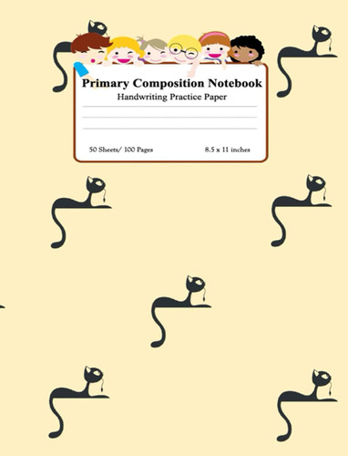 Primary composition notebook: Composition Notebook | handwriting practice for kids - abc handwriting practice & 123 handwriting practice | 8.5x11 | ... | Cat | Animal composition notebooks for kids