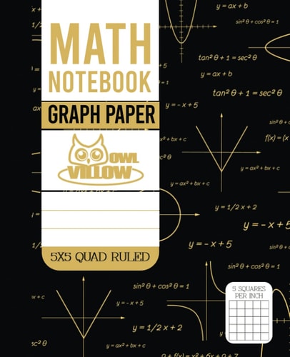 Math Notebook Graph Paper: 5 Squares Per Inch Graph Notebook Quad Ruled 5x5 (9.75 in. x 7.5 in)