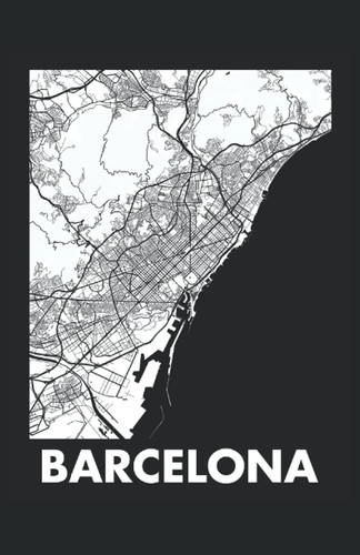 Barcelona Minimalist Map: 5.5" x 8.5" Journal for writing Down Habits Diary, Notebook, Ruled/Lined, 192 Pages