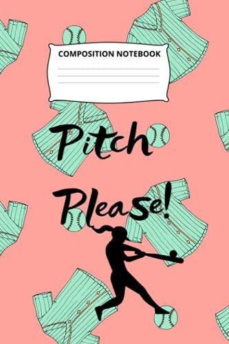 Pitch Please!: Baseball composition notebook for girls, wide ruled, 100 pages. Funny softball gift for women (Italian Edition)
