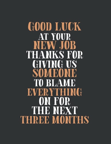 Good Luck At Your New Job Thanks For Giving Us Someone To Blame Everything On For The Next Three Month: awesome appreciation gift for employees, Employee Appreciation Gifts for Staff Members