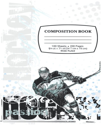 Hockey Mania Wide Ruled Composition Notebook