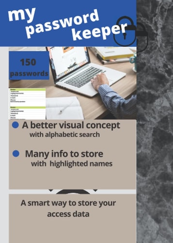 My Password keeper - book 7" X 5" smart Search Design Password and pin Code Journal