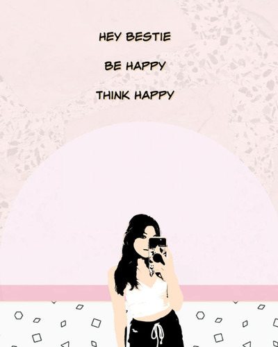 Back to school Blank 8X10 Softback Notebook : Hey Bestie Be Happy