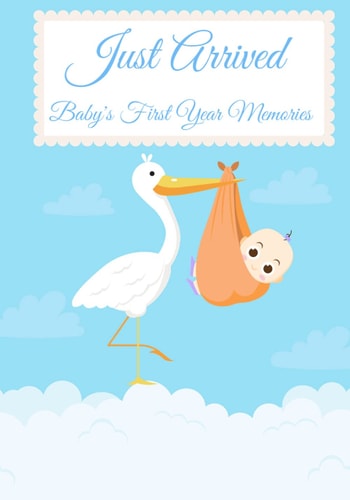 Just Arrived A Keepsake Journal of Baby's First Year Memories (Pregnancy Gifts for First Time Moms) Baby Memory Book to Record Baby's First Year Milestones, Growth and Special Moments