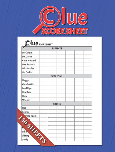 Clue Score Sheets: Clue Cards Replacement | Score Sheets Refills for Clue Board Game, Detective Answer Pads, Scorebook with 150 Pages Large Size 8.5x11 Inches Glossy Cover