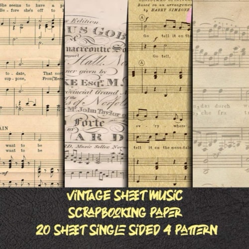 vintage sheet music scrapbooking paper 20 sheet single sided 4 pattern: decorative music pattern for scrapbook - antique papercraft for collage