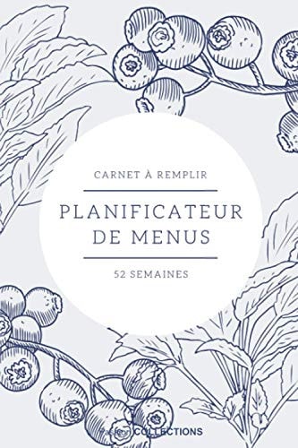 Planificateur de menus: Organisateur de repas avec listes de courses hebdomadaire 52 semaines double-page petit format couverture souple (French Edition)