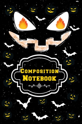 funny Fire pumpkin Composition Notebook :version fire Pumpkin 110 Pages ,Black Lined Paper Journal: funny Notebook: large 6” x 9" (15,24 x 22,86 cm) - 110 Pages Black Lined Paper Journal - Wide Ruled