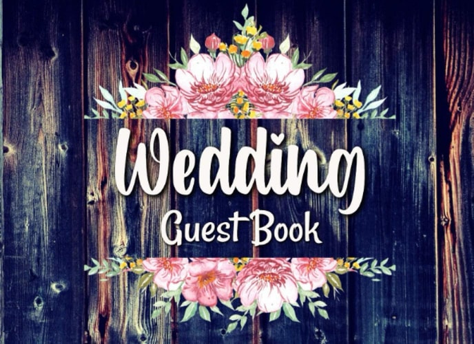 Wedding Guest Book: Rustic Wood Guestbook Keepsake, Wedding Party, Guest Sign In - Name - Advice for the Newlyweds- Contact Info- Moments To Remember Pages ( 8.25" x 6" )