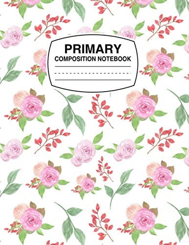 Primary Composition Notebook: Beautiful Floral Pattern Cover Handwriting Practice Paper Boys Girls School Journal Home School Back To School Dotted Midline Draw and Write