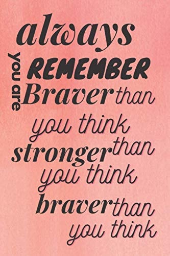 Always Remember You Are Braver Than You Believe - Stronger Than You Seem and Smarter Thank You Think Inspirational Notebook for Women and Girls- Journal to Write in For- Pink Notebook for Women and Girls-Inspirational Journal for Girls