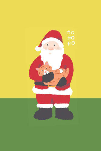 Ho Ho Ho : Santa Claus holding Cute Ginger Cat Notebook: Christmas Gift for Cat Lovers | Lined Notebook with Xmas ornament border | 6"x9" | 120 pages