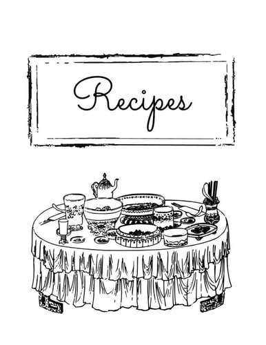 Recipes Book: Retro Vintage Hand Drawing Table and Food, Journal Food Cookbook, Organizer, Space to Collect And Document the Recipes In One Place, Cooking, Baking, Roasting, Create Your Cookbook!