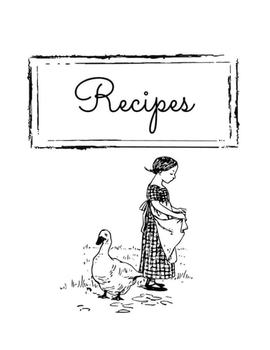 Recipes Book: Girl And Duck, Hand Drawing Retro Vintage, Journal Food Cookbook, Organizer, Space to Collect And Document the Recipes In One Place, Cooking, Baking, Roasting, Create Your Cookbook!