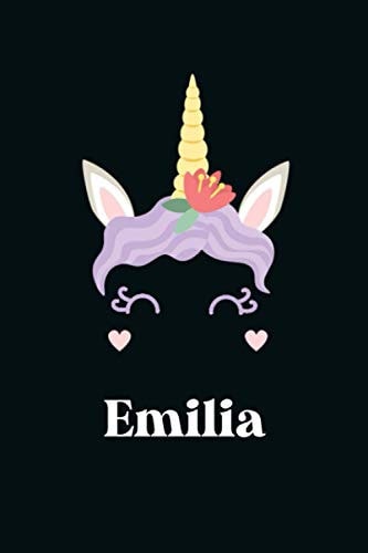 Emilia : Cute Unicorn Journal: Notebook With Name On Front Cover, 120 pages College Ruled Notebook Journal & Diary for Writing & Note Taking for ... Personalized Notebooks For Girls And Women)