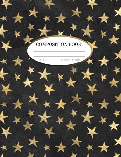 Composition Notebook: Luxury Design Black Velvet Stars College Wide Ruled Blank Lined Journal for Girls Teens Women (School Home Writing Notes) 8. 5 X 11, 140 Pages