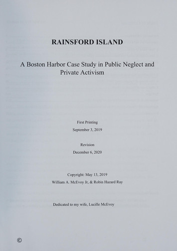 RAINSFORD ISLAND A Boston Harbor Case Study in Public Neglect and Private Activism
